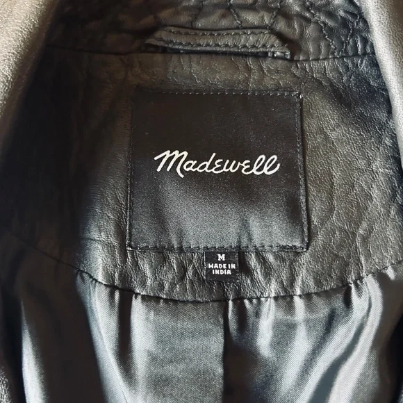 Madewell Washed Leather Motorcycle Jacket Black NEW - Picture 3 of 11